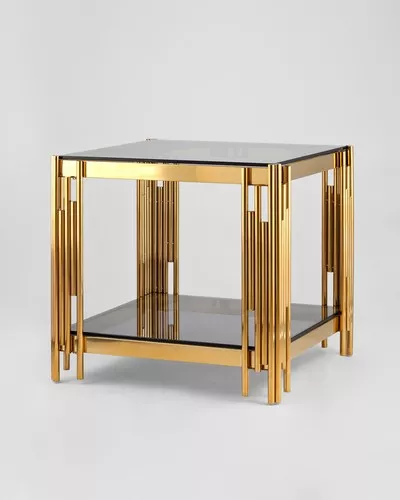 ЖУРНАЛЬНЫЙ СТОЛИК 55*55 ГЭТСБИ ЗОЛОТО СТЕКЛО SMOKE