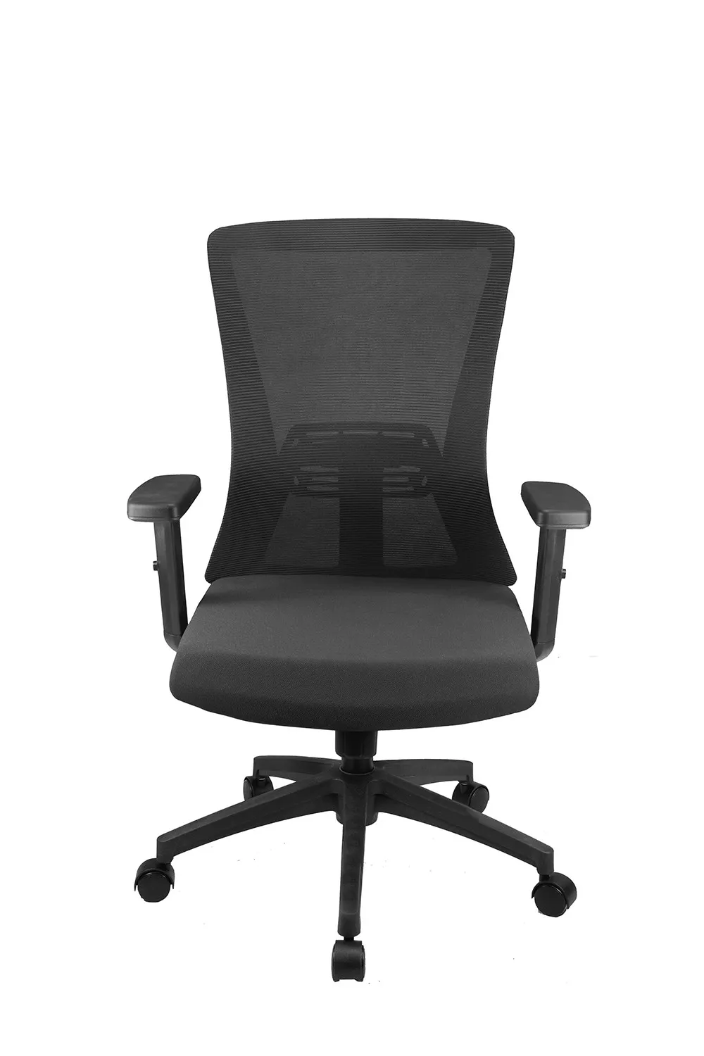 Кресло офисное бит черный пластик черная сетка черная ткань