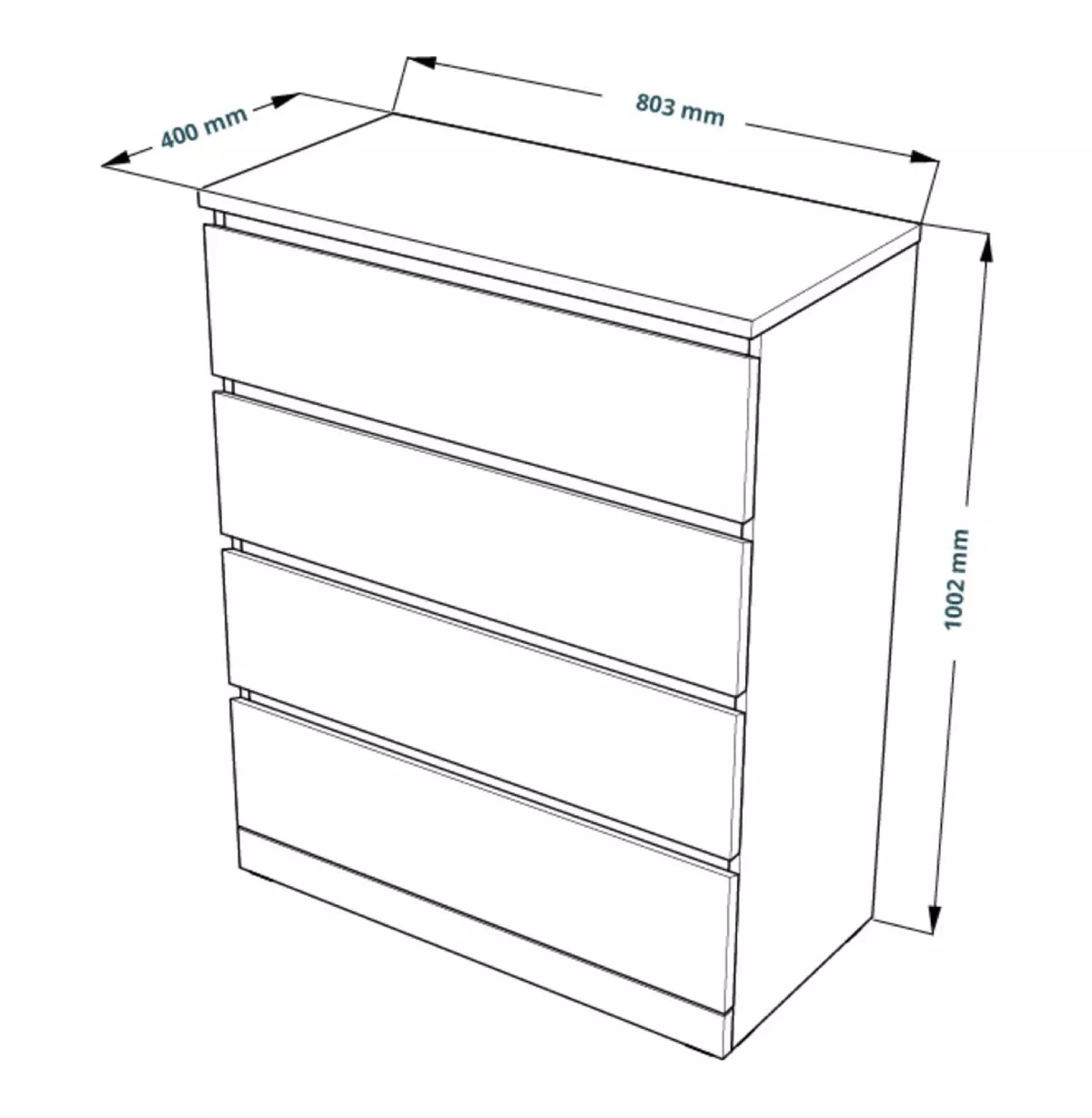Комод мальм 4 ящика размеры